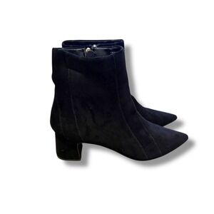 Journee Collection Ankle Boots Size‎ 9.5 Black Faux Suede Pointed Toe Zip Heel